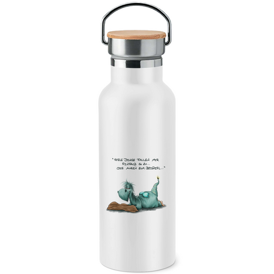 Edelstahl-Trinkflasche mit Bambusdeckel Vieledingefallenmir