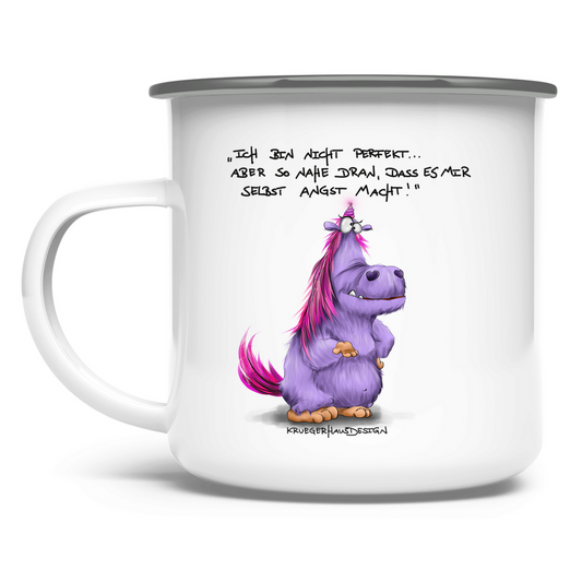 Emaille Tasse Ich bin nicht perfekt.. aber so nahe dran, dass es mir ...