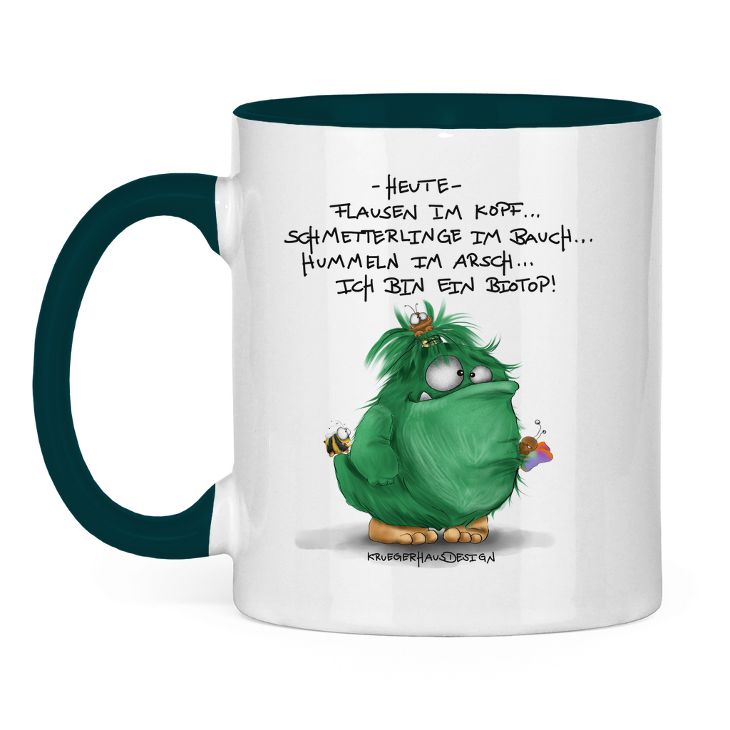 Tasse zweifarbig Heute, Flausen im Kopf... Schmetterlinge im Bauch... Biotop