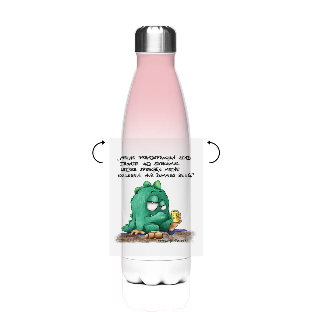 Edelstahl-Thermoflasche Meine Fremdsprachen sind Ironie und Sarkasmus, leider meine