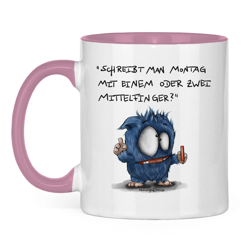 Tasse zweifarbig Schreibt man Montag mit einem oder mit zwei Mittelfinger?