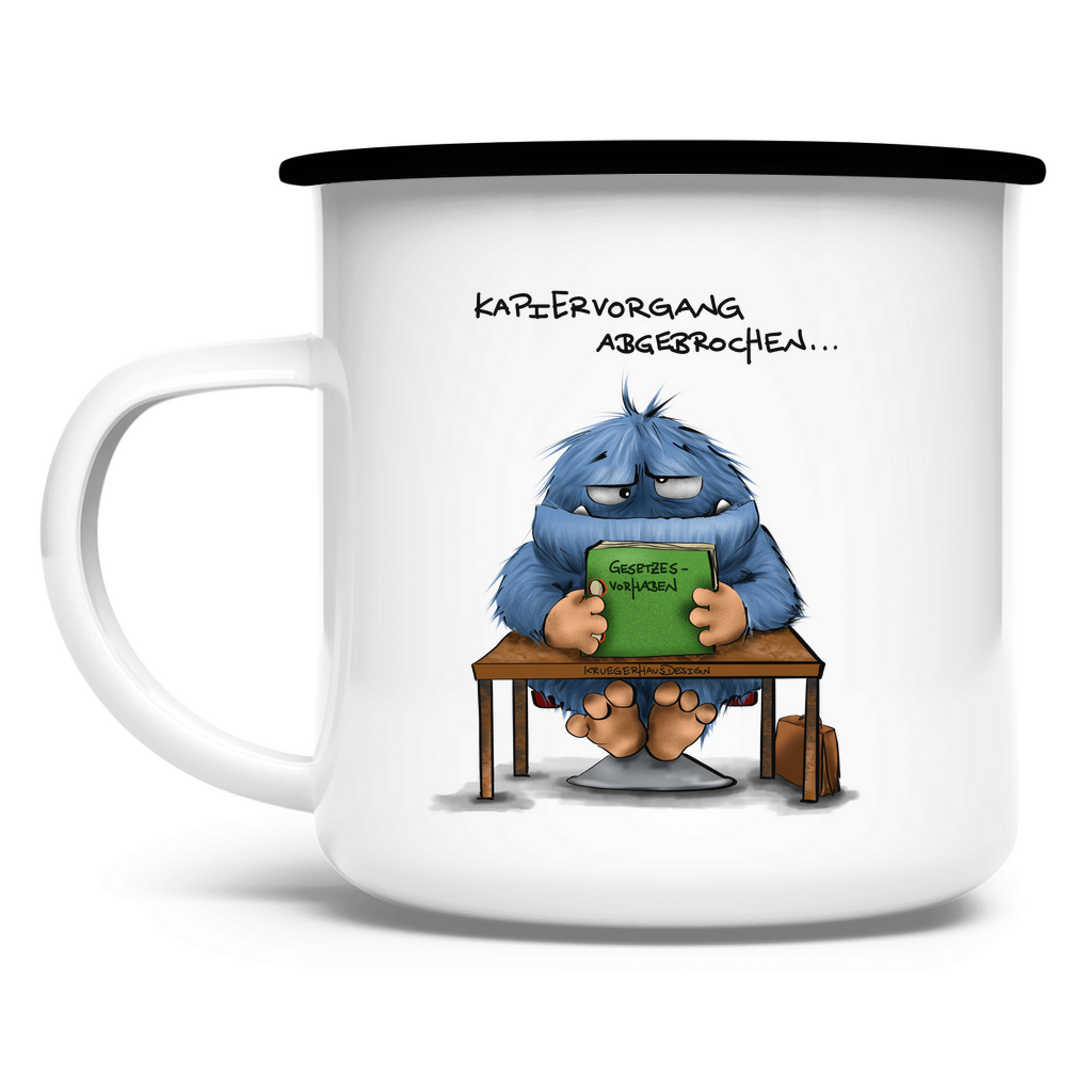 Emaille Tasse Kopiervorgang abgeschlossen