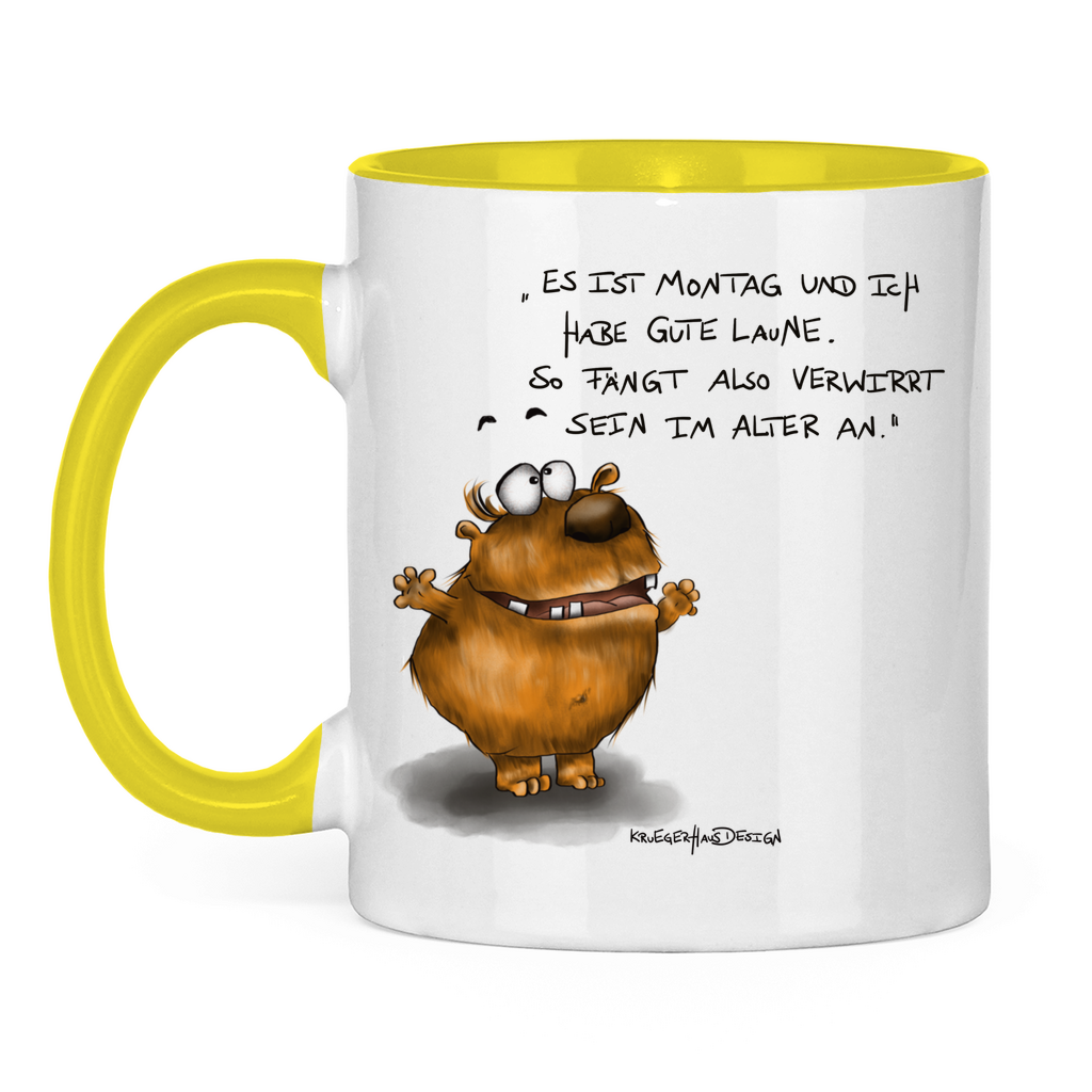 Tasse zweifarbig Es ist Montag und ich habe gute Laune. So fängt...