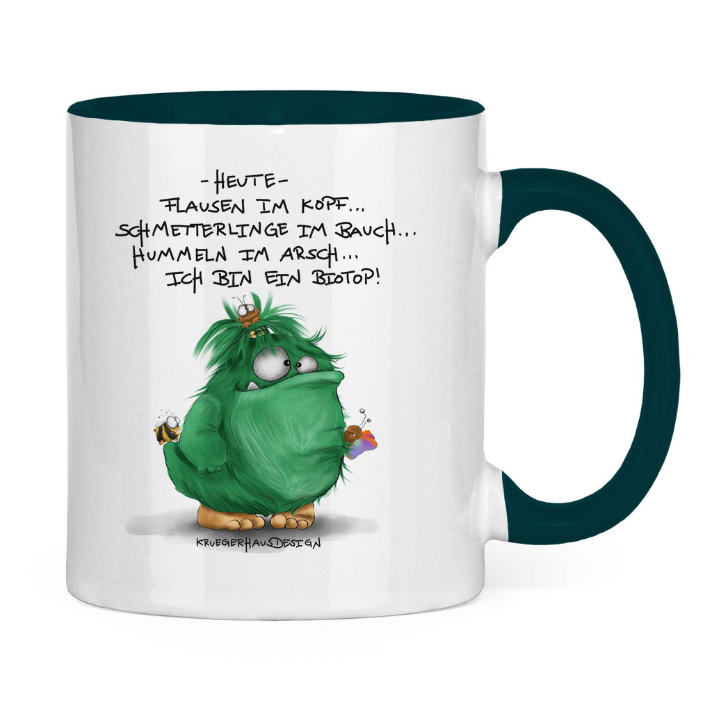 Tasse zweifarbig Heute, Flausen im Kopf... Schmetterlinge im Bauch... Biotop