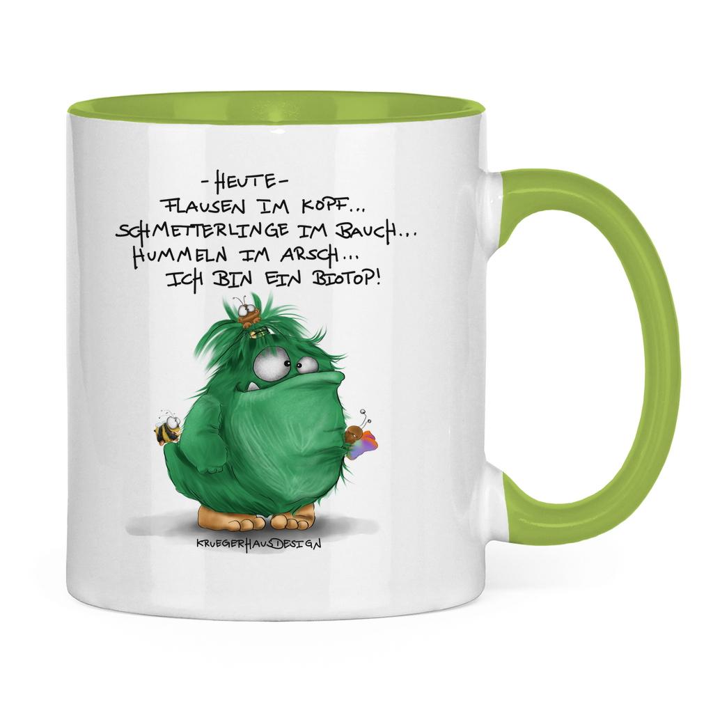 Tasse zweifarbig Heute, Flausen im Kopf... Schmetterlinge im Bauch... Biotop