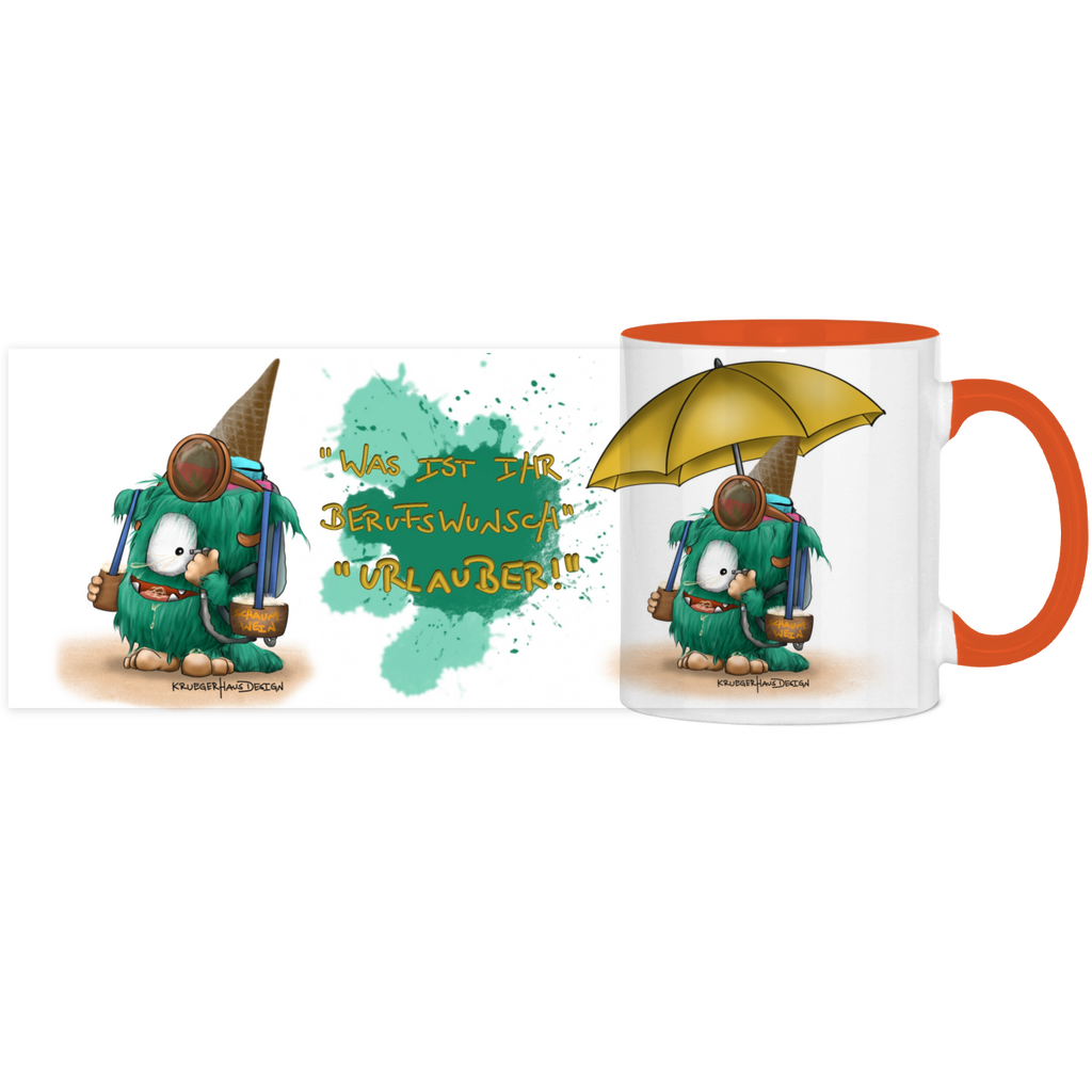 Panorama Tasse zweifarbig Was ist ihr Berufswunsch? Urlauber!