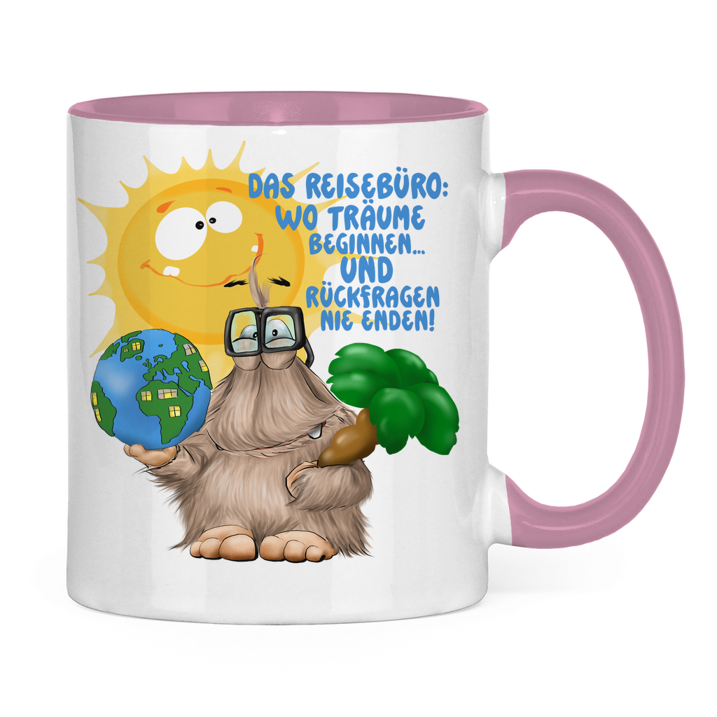 Tasse zweifarbig Das Reisebüro: Wo Träume beginnen und Rückfragen nie enden!