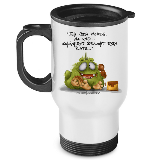 Edelstahl-Thermobecher Ich bin mollig, na und... Schönheit braucht eben Platz!