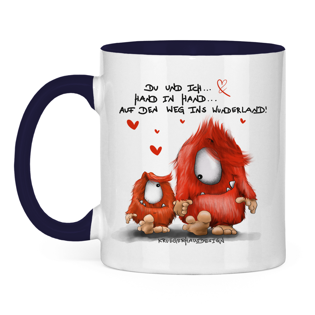 Tasse zweifarbig Du und ich... Hand in Hand.. Auf den Weg ins Wunderland!