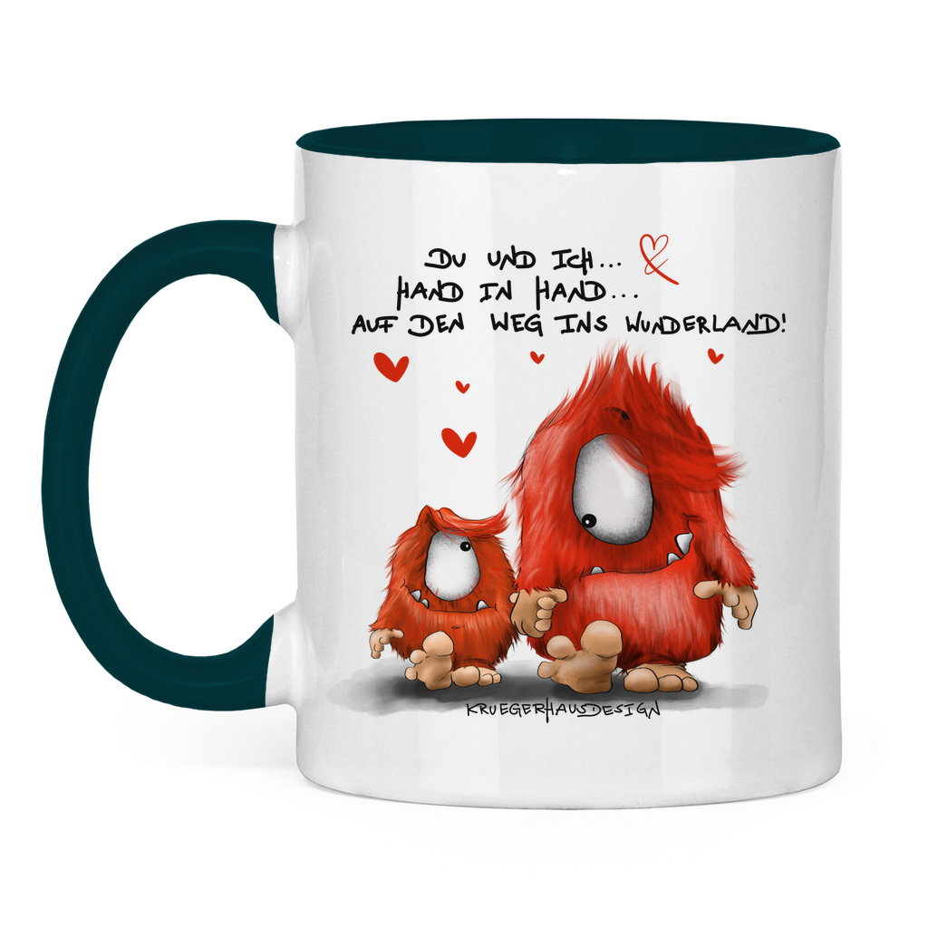 Tasse zweifarbig Du und ich... Hand in Hand.. Auf den Weg ins Wunderland!