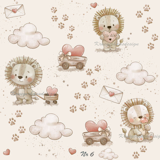 Liebevoll handgezeichnetes Stoffdesign – digitaler Download, LoveLeo6