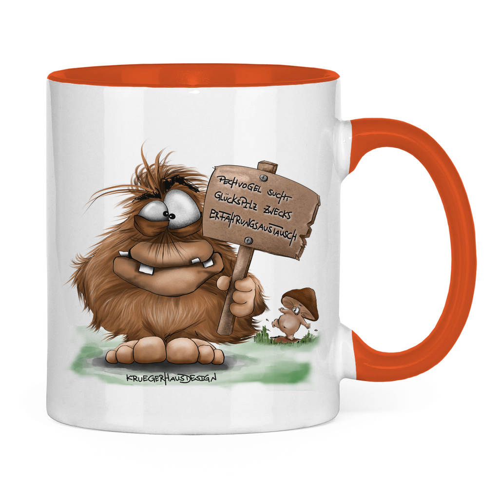 Tasse zweifarbig Pechvogel sucht Glückspilz zwecks Erfahrungsaustausch, Hugo