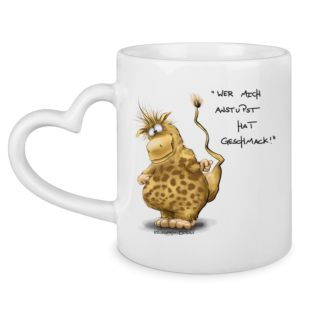Tasse mit Herzhenkel Wer mich anstupst hat Geschmack!