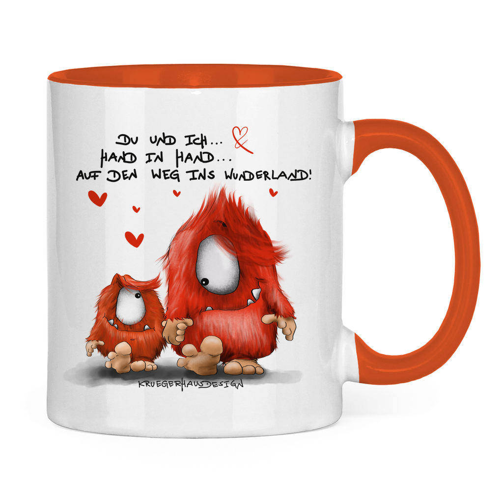 Tasse zweifarbig Du und ich... Hand in Hand.. Auf den Weg ins Wunderland!