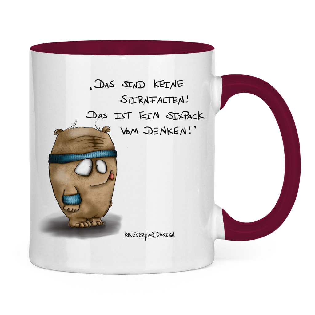 Tasse zweifarbig Das sind keine Stirnfalten! Das ist ein Sixpack vom Denken!