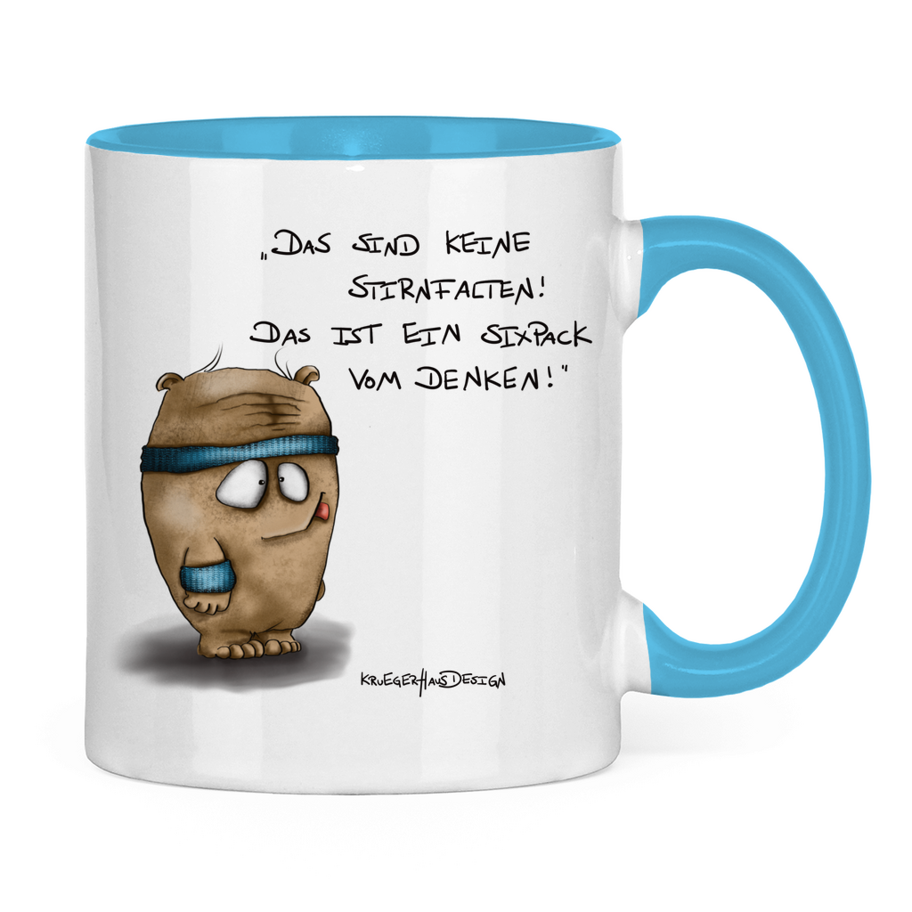 Tasse zweifarbig Das sind keine Stirnfalten! Das ist ein Sixpack vom Denken!