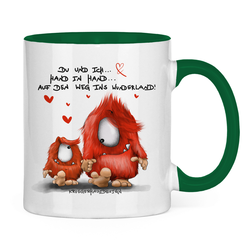Tasse zweifarbig Du und ich... Hand in Hand.. Auf den Weg ins Wunderland!