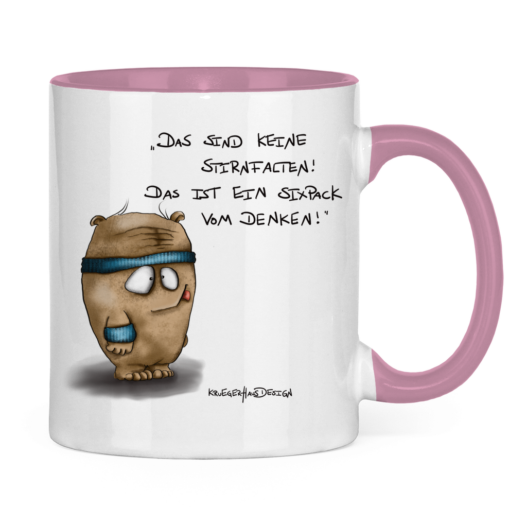 Tasse zweifarbig Das sind keine Stirnfalten! Das ist ein Sixpack vom Denken!