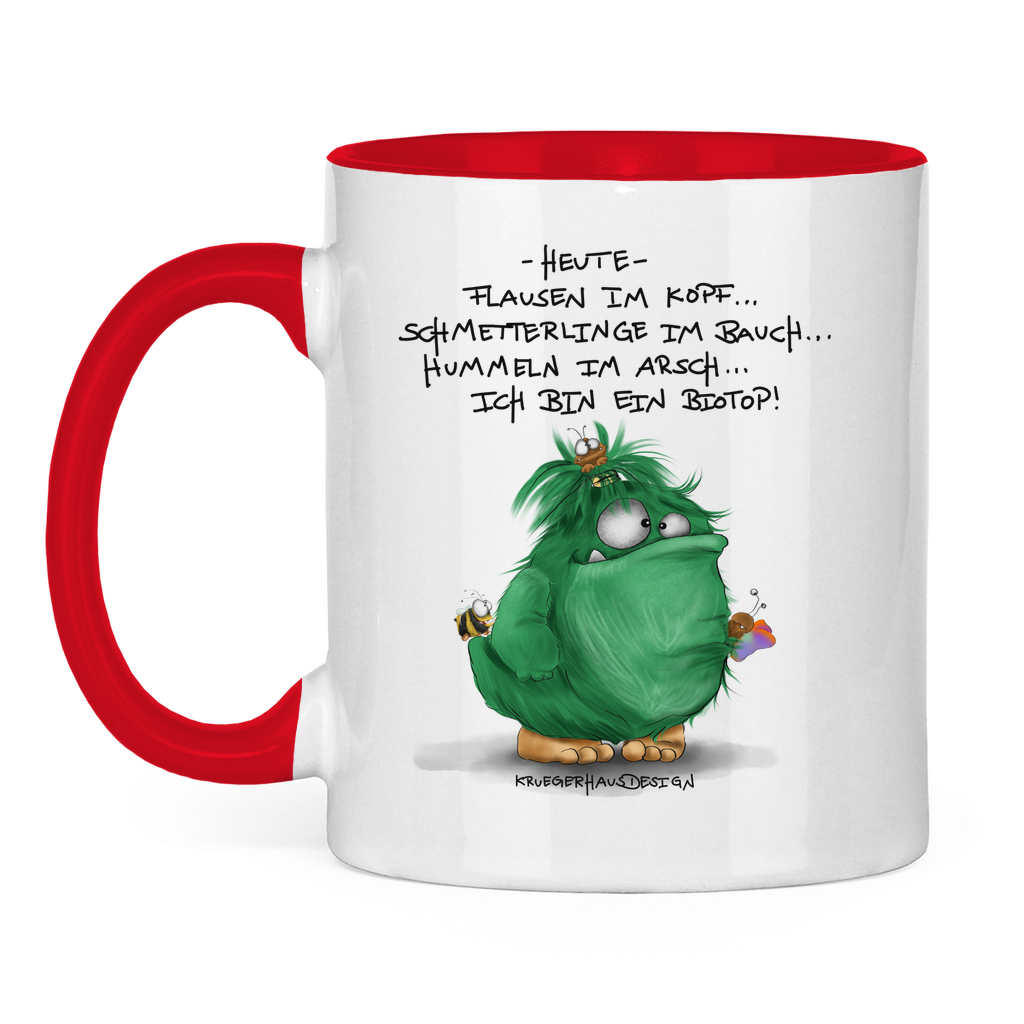 Tasse zweifarbig Heute, Flausen im Kopf... Schmetterlinge im Bauch... Biotop