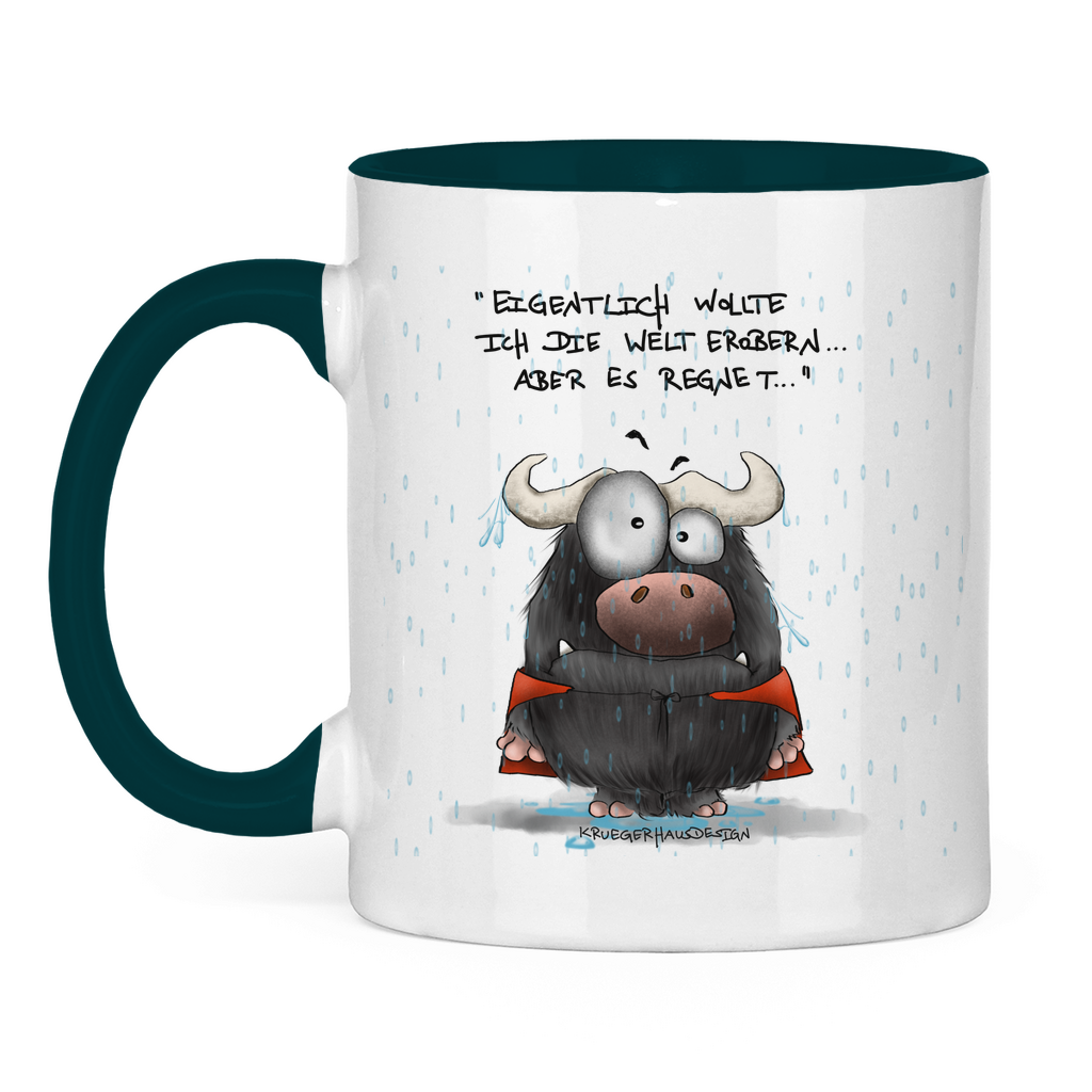 Tasse zweifarbig Eigentlich wollte ich die Welt erobern... Aber es ...