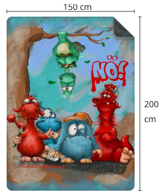Premium Kuscheldecke, superweich, 150 x 200cm, Kruegerhausdesign Monster, Multi Monster Design 2