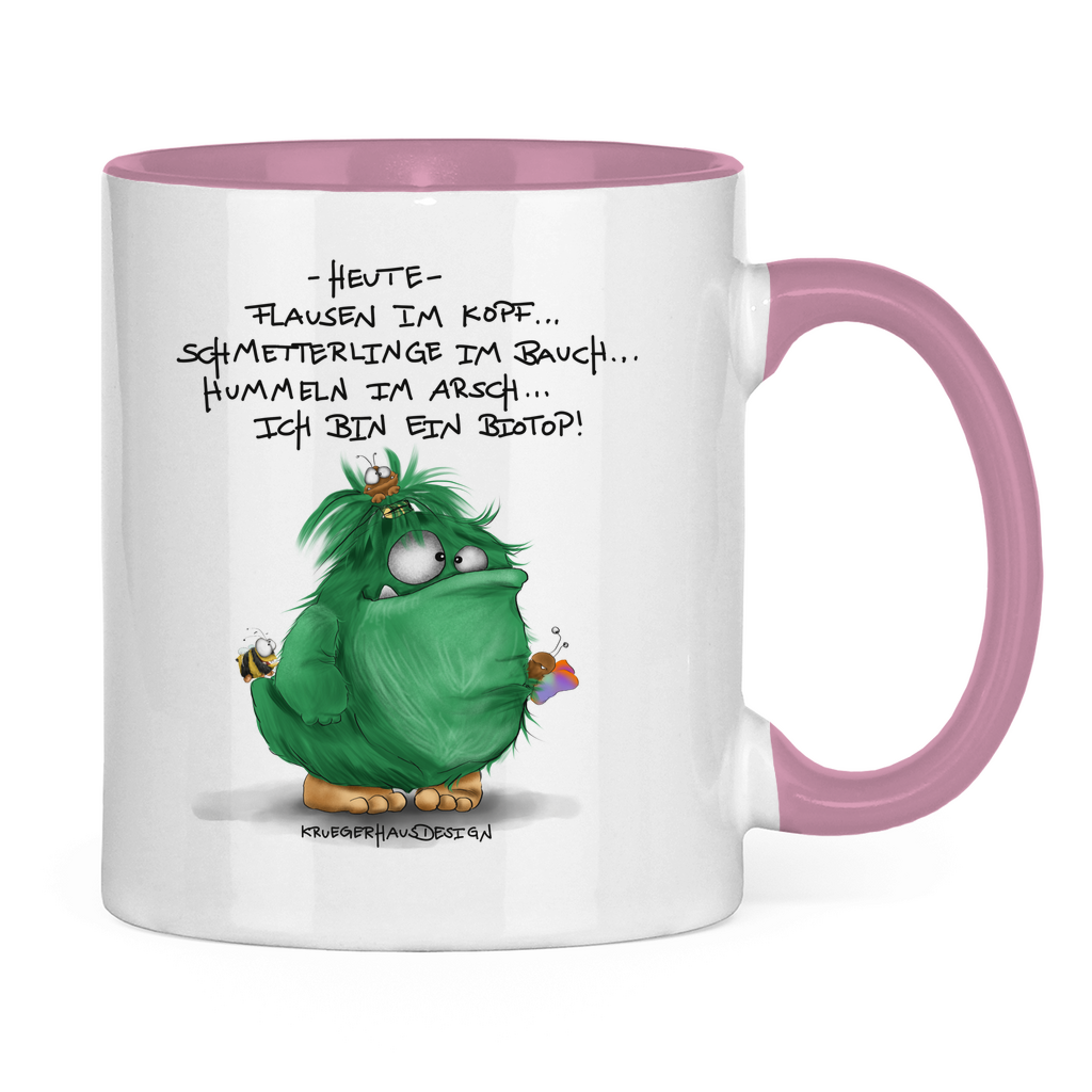 Tasse zweifarbig Heute, Flausen im Kopf... Schmetterlinge im Bauch... Biotop