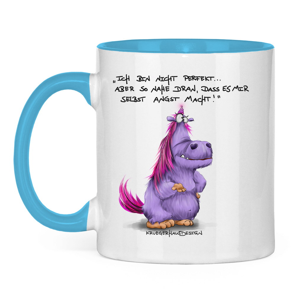 Tasse zweifarbig Ich bin nicht perfekt.. aber so nahe dran, dass es mir ...
