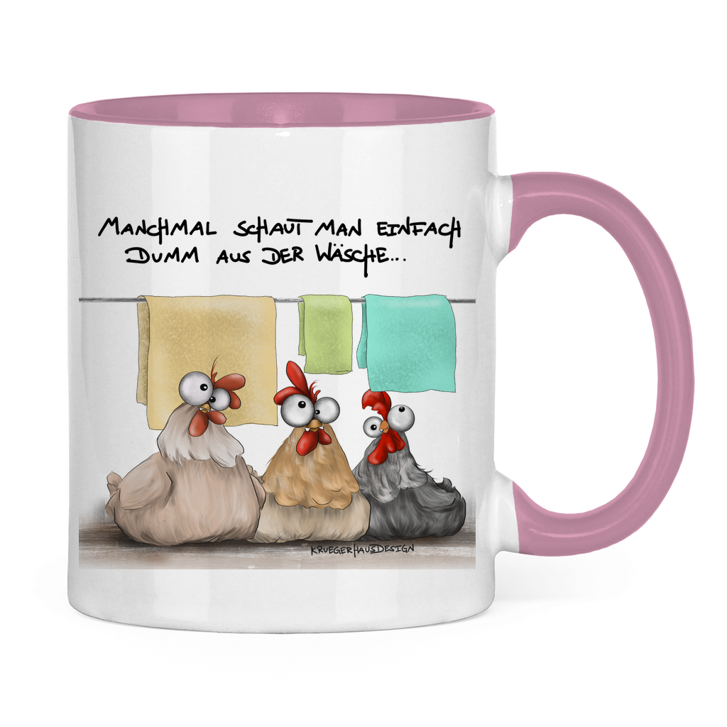 Tasse zweifarbig Manchmal schaut man einfach dumm aus der Wäsche...
