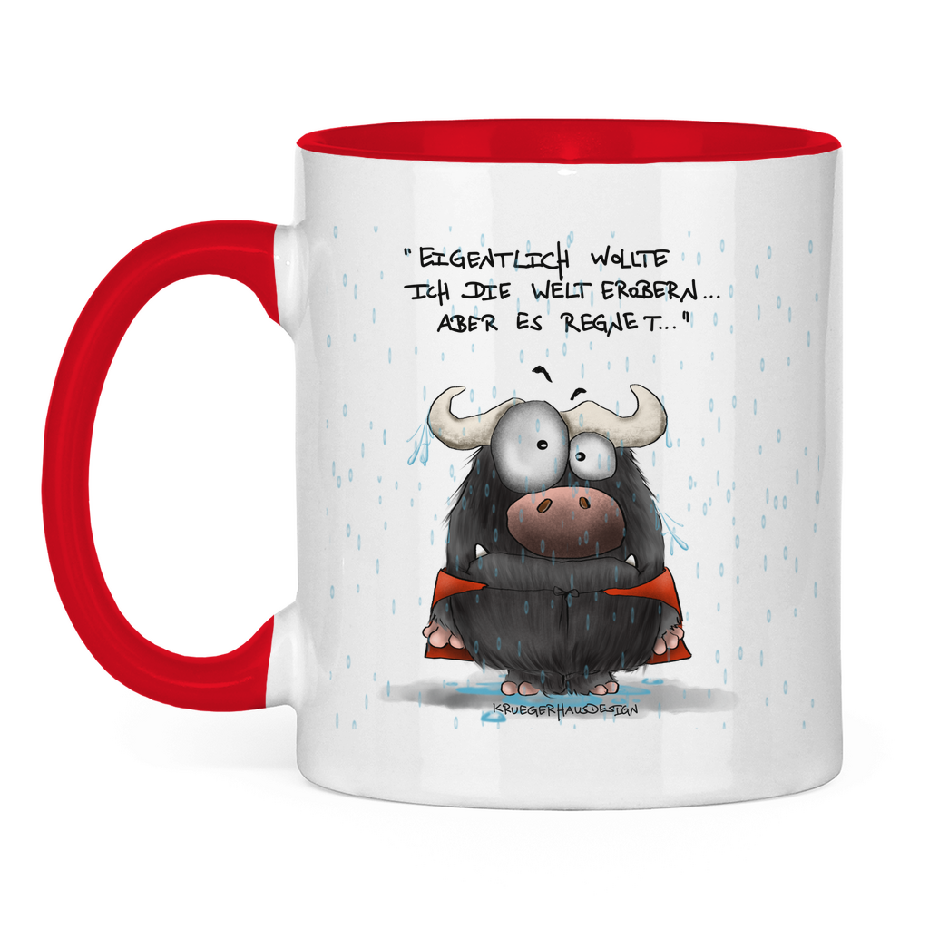 Tasse zweifarbig Eigentlich wollte ich die Welt erobern... Aber es ...
