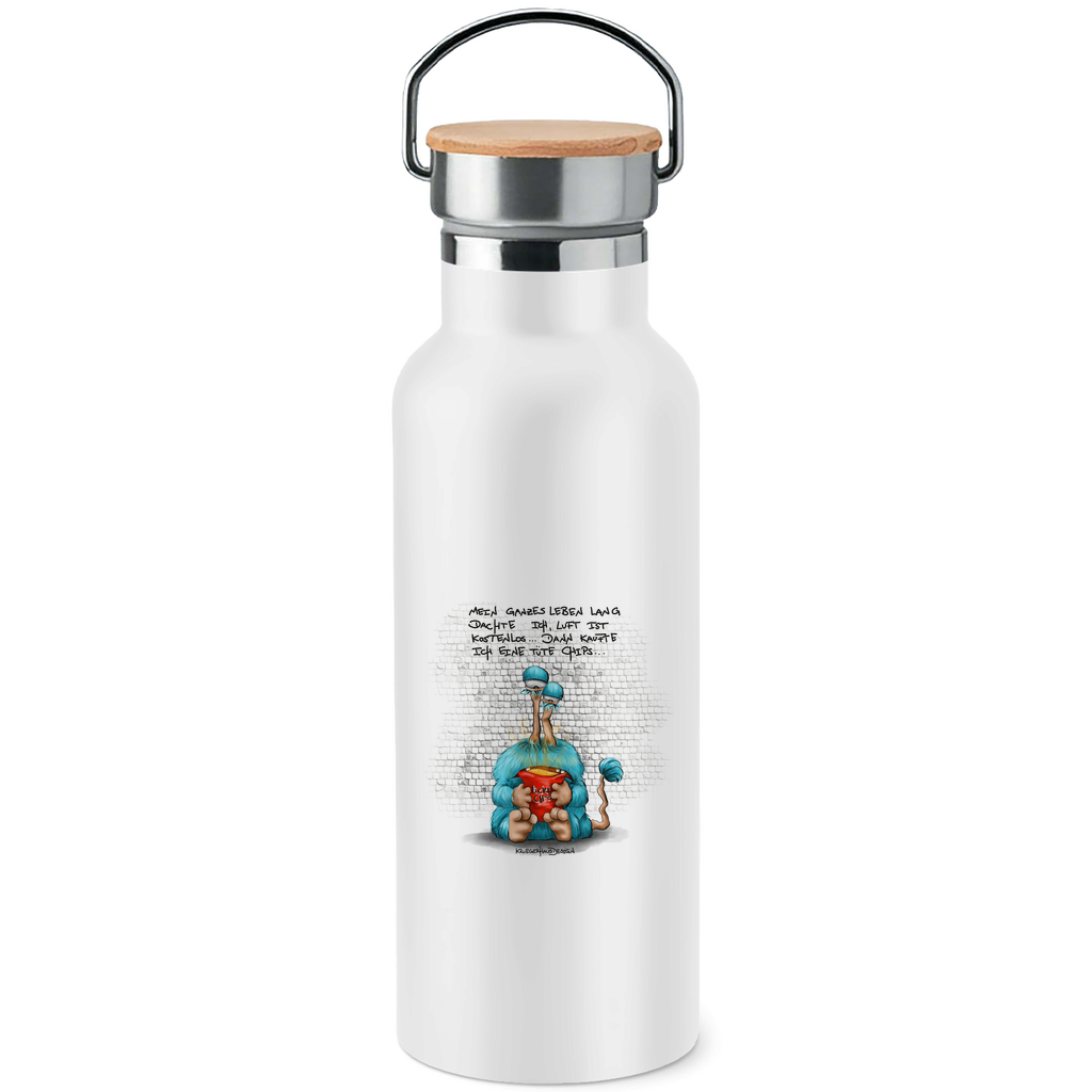 Edelstahl-Trinkflasche mit Bambusdeckel Mein ganzes Leben lang dachte ich, Lust ist kostenlos...