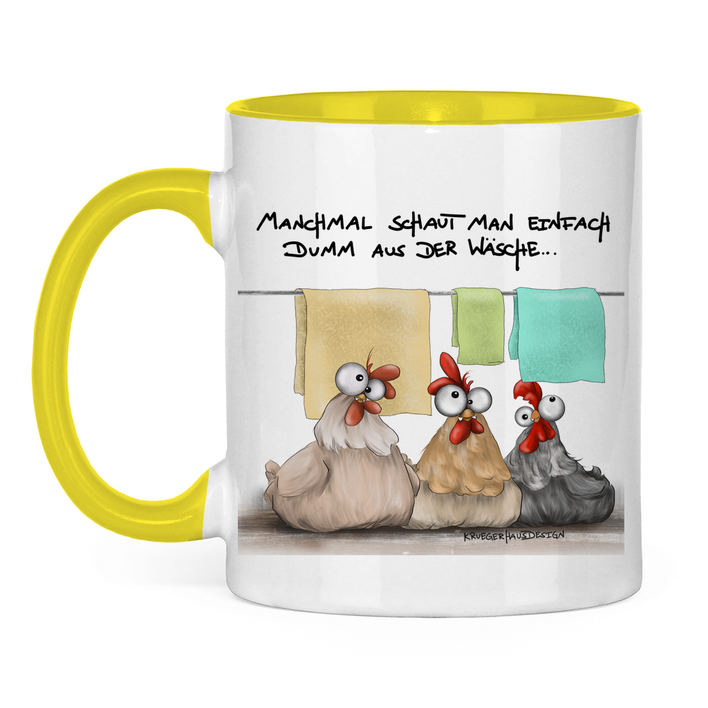 Tasse zweifarbig Manchmal schaut man einfach dumm aus der Wäsche...
