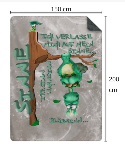 Premium Kuscheldecke, superweich, 150 x 200cm, Kruegerhausdesign Monster, Finn das Sinnes Monster