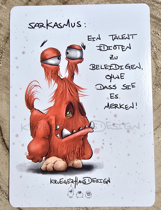 Postkarte Kruegerhausdesign Monster mit Spruch, Sarkasmus: Ein Talent Idioten zu beleidigen, ohne dass sie es merken!