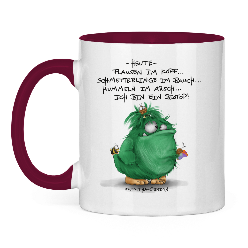 Tasse zweifarbig Heute, Flausen im Kopf... Schmetterlinge im Bauch... Biotop