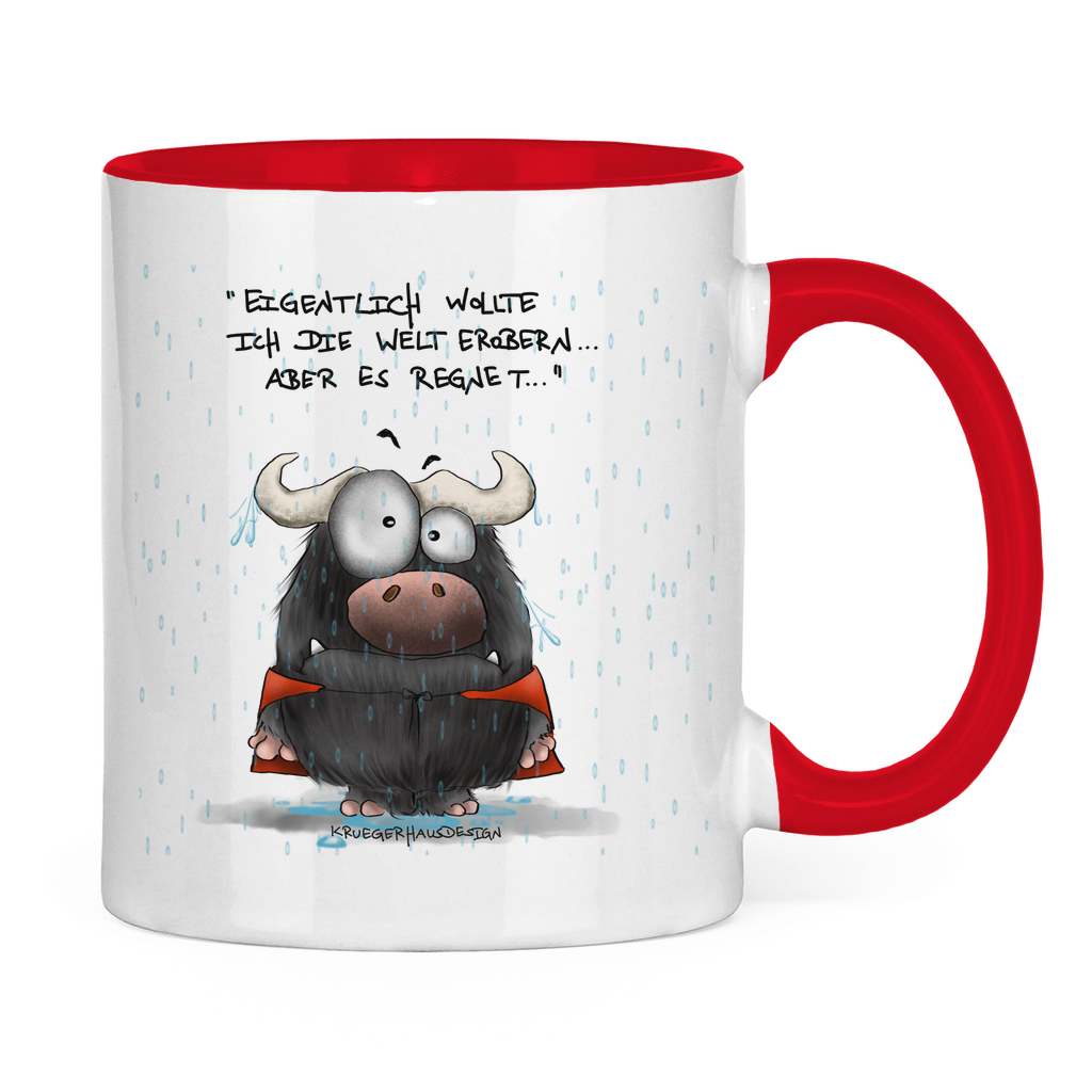 Tasse zweifarbig Eigentlich wollte ich die Welt erobern... Aber es ...