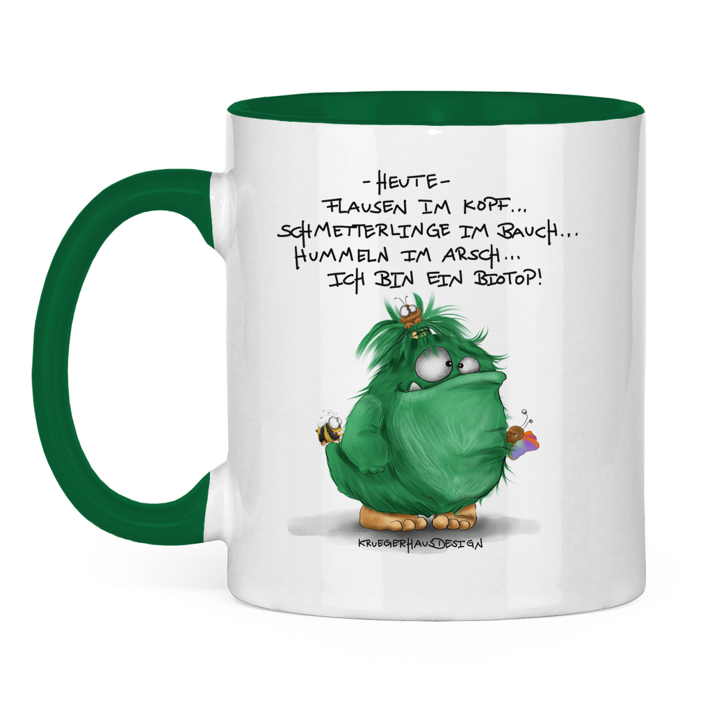 Tasse zweifarbig Heute, Flausen im Kopf... Schmetterlinge im Bauch... Biotop