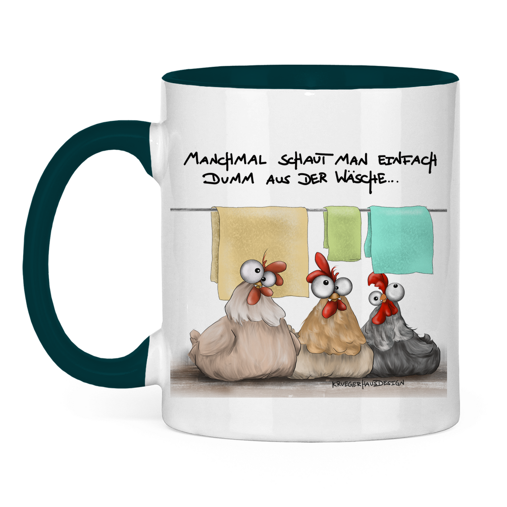 Tasse zweifarbig Manchmal schaut man einfach dumm aus der Wäsche...