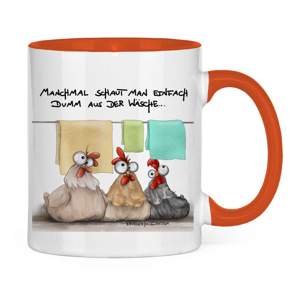 Tasse zweifarbig Manchmal schaut man einfach dumm aus der Wäsche...