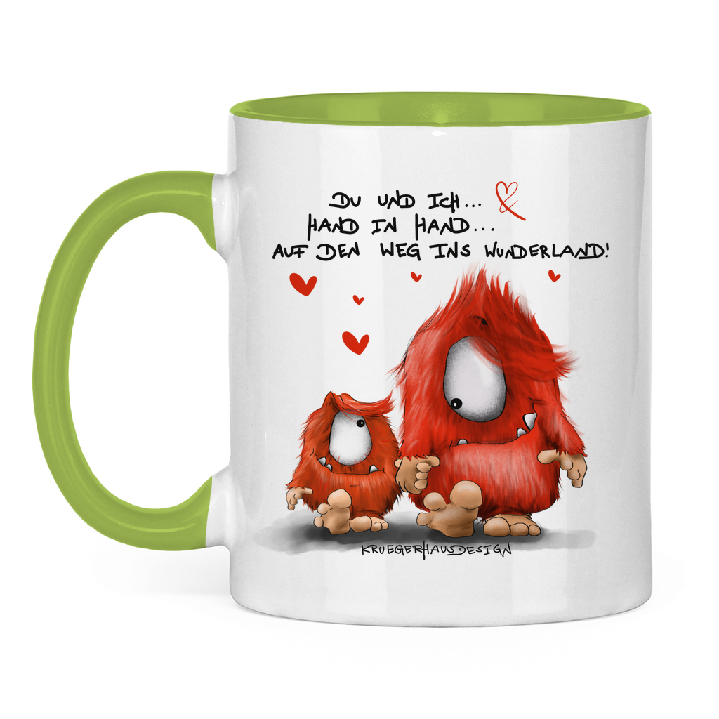 Tasse zweifarbig Du und ich... Hand in Hand.. Auf den Weg ins Wunderland!