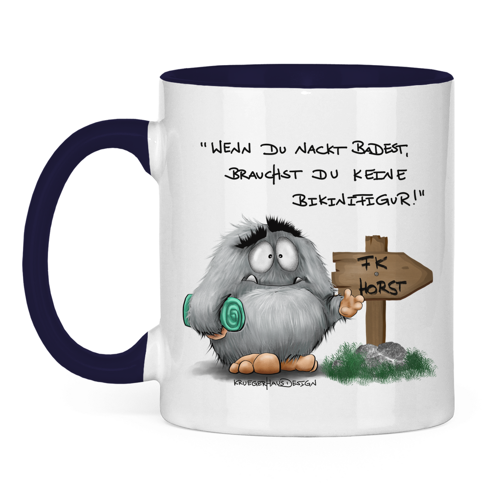 Tasse zweifarbig Wenn du nackt badest, brauchst du keine Bikinifigur!