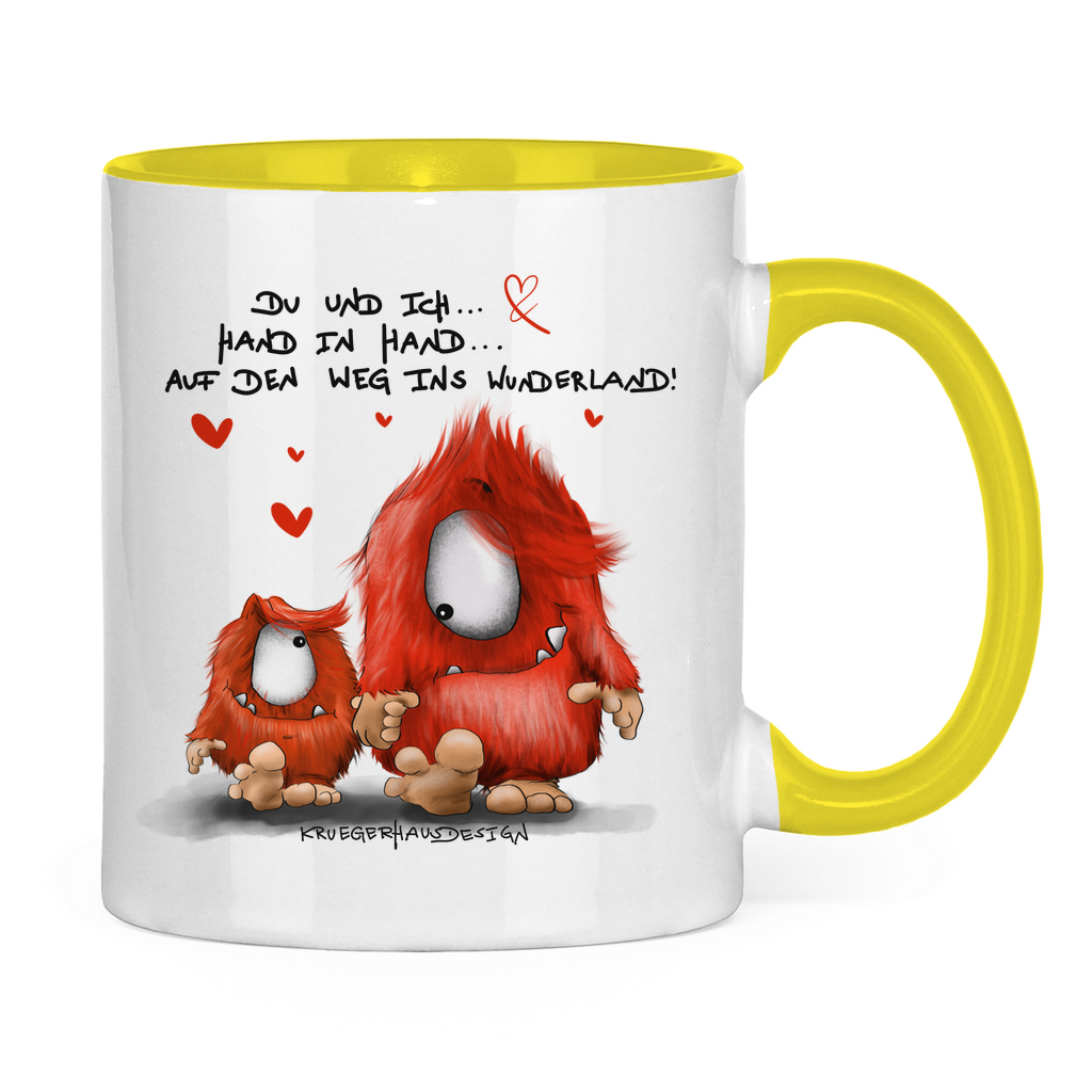 Tasse zweifarbig Du und ich... Hand in Hand.. Auf den Weg ins Wunderland!