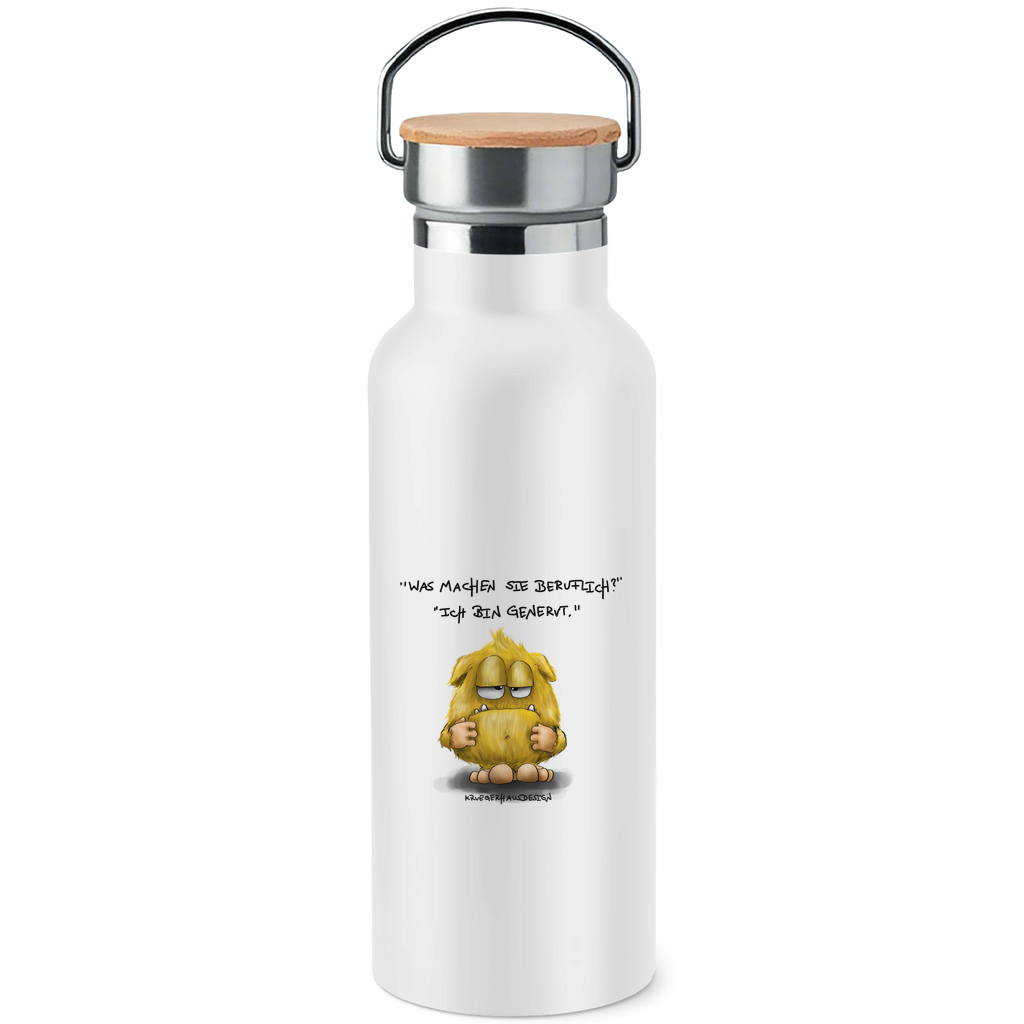 Edelstahl-Trinkflasche mit Bambusdeckel Was machen Sie beruflich? Ich bin genervt.