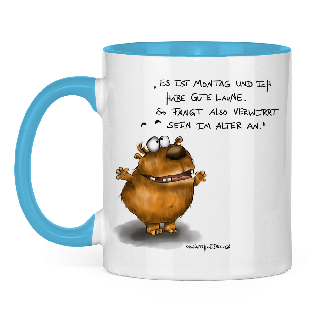 Tasse zweifarbig Es ist Montag und ich habe gute Laune. So fängt...