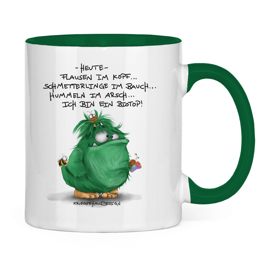 Tasse zweifarbig Heute, Flausen im Kopf... Schmetterlinge im Bauch... Biotop