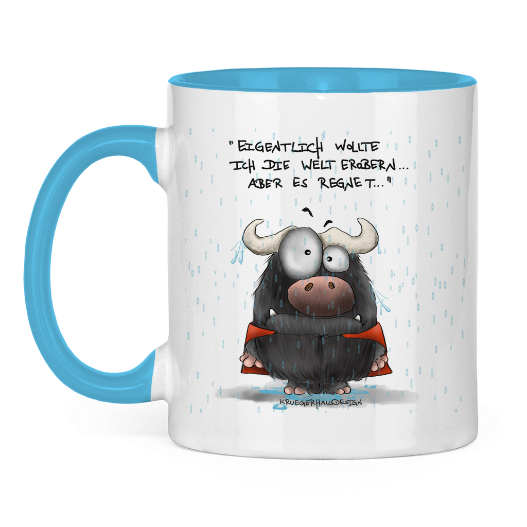 Tasse zweifarbig Eigentlich wollte ich die Welt erobern... Aber es ...