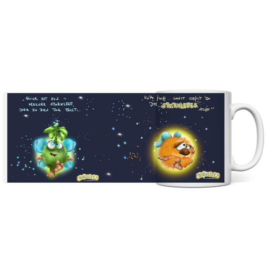 Panorama Tasse Sparkleees by Kruegerhasudesign, Lichtwesen als Mutmacher...