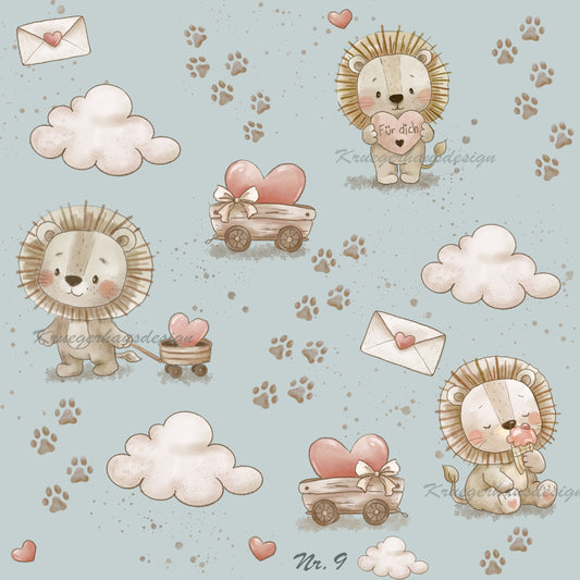 Liebevoll handgezeichnetes Stoffdesign – digitaler Download, LoveLeo9