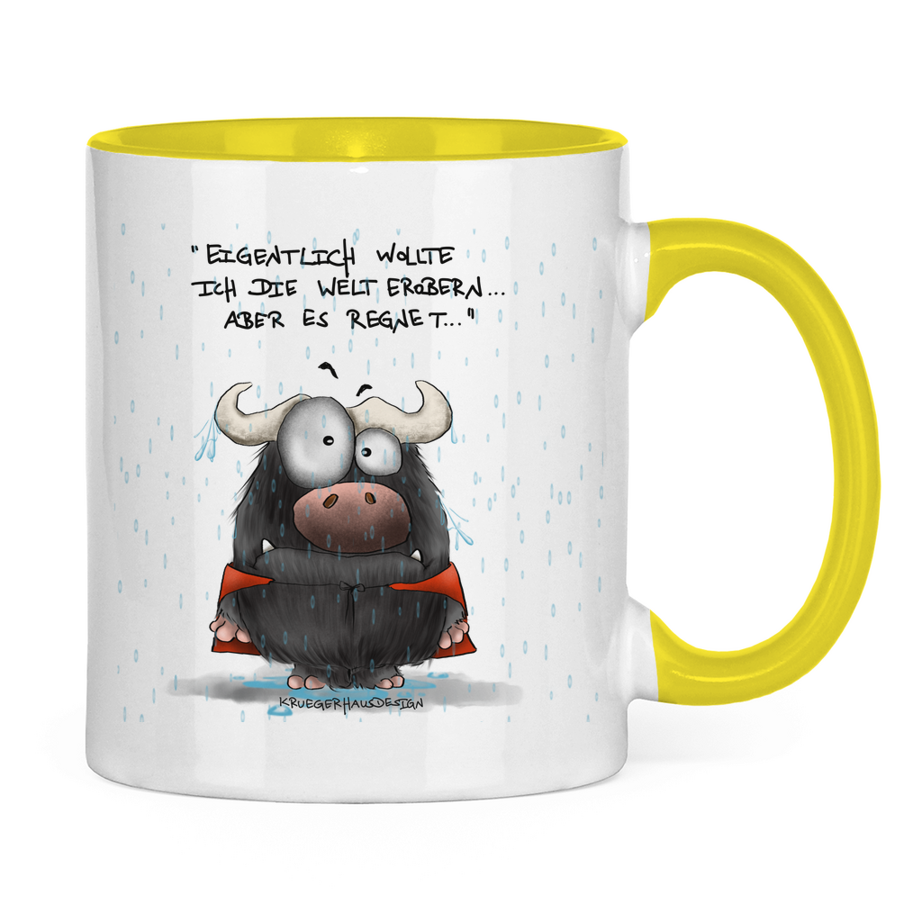 Tasse zweifarbig Eigentlich wollte ich die Welt erobern... Aber es ...