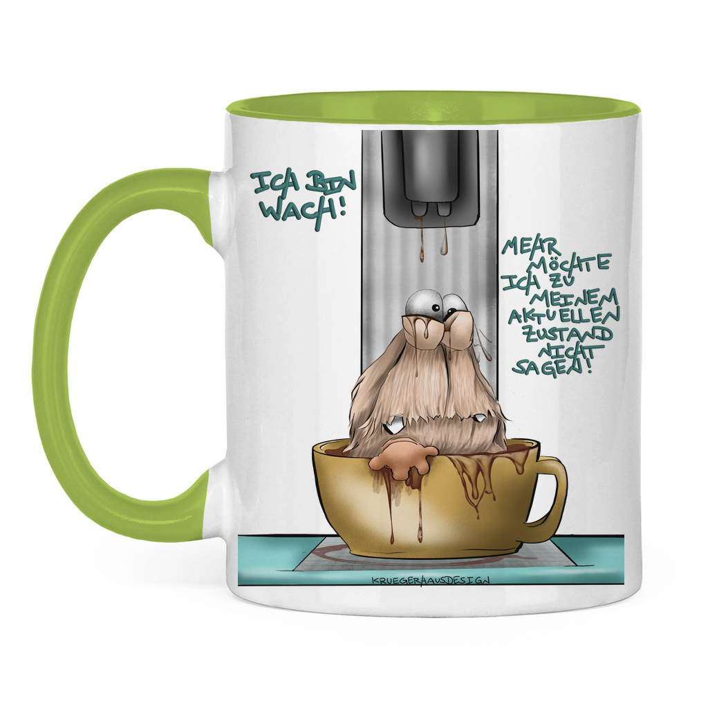 Tasse zweifarbig Ich bin wach! Mehr möchte ich zu meinem aktuellen…