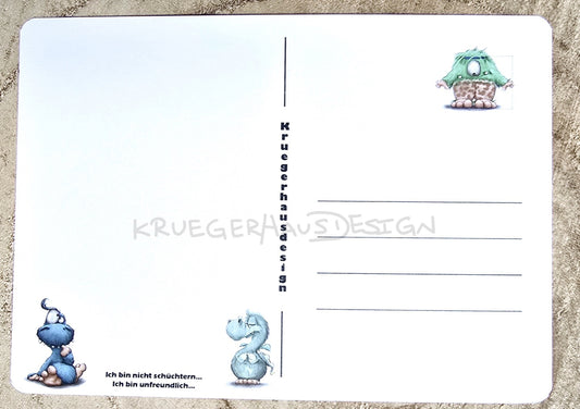 Postkarte Kruegerhausdesign Monster mit Spruch, Ich bin wie ich bin... Die Einen kennen mich... die Anderen können mich!